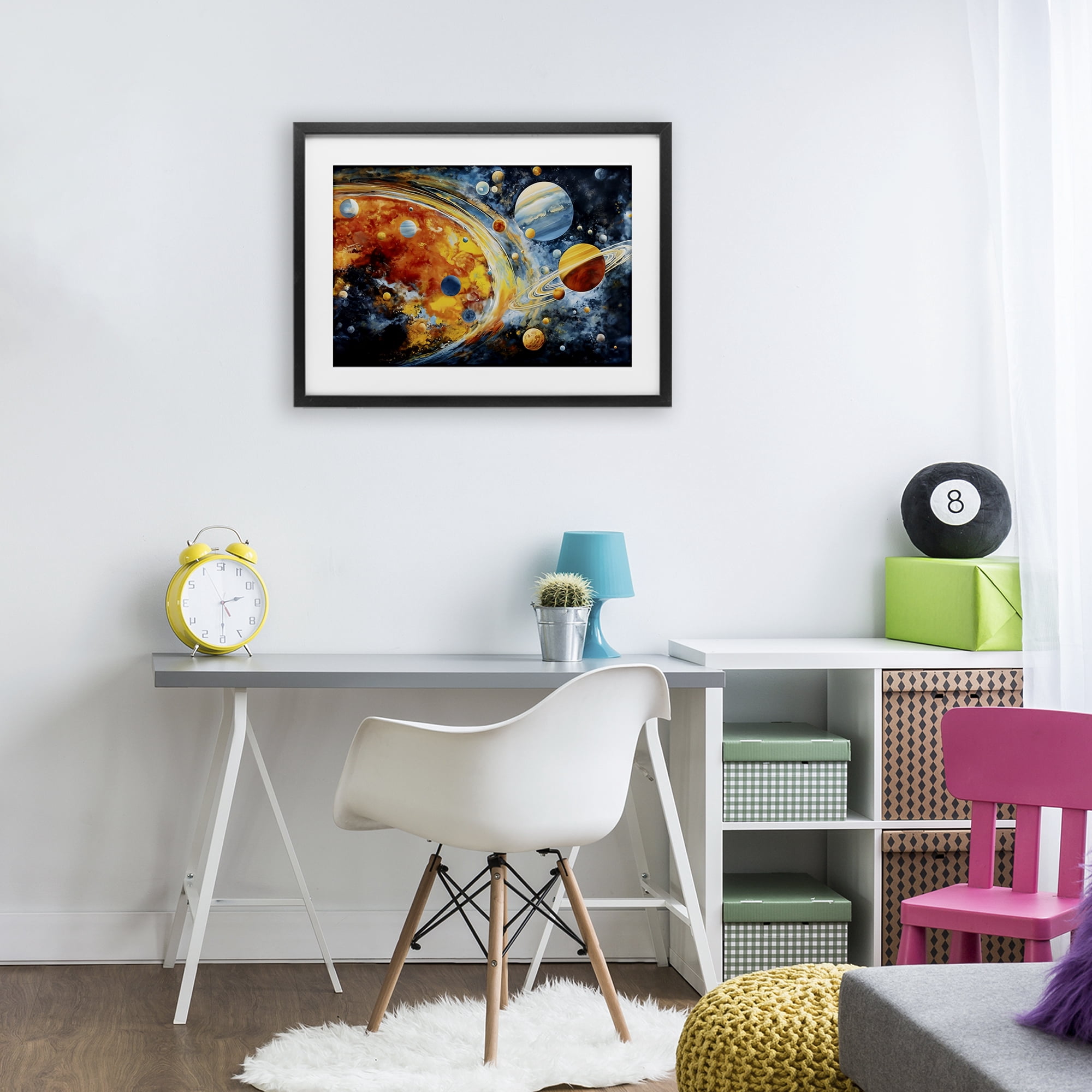Stupell Industries Space Whirl Planets Black Framed Print Under Glass, design by Ray Powers