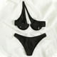 thumbnail image 4 of Traje de baño para mujer, bikini de dos piezas con hombros descubiertos y soporte de acero, color liso, trajes de baño para mujer, conjuntos de bikini para mujer, trajes de baño de bikini para mujer, 4 of 5