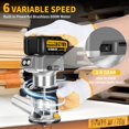 thumbnail image 2 of Wood Router JEXUGK inalámbrico sin escobillas de 21 V con batería de 2 x 4,0 Ah, 2 of 8