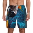 thumbnail image 2 of Picia Modern Style Blue Parrot pattern Mens Swim Trunks with Compression Liner Stretch Beach Shorts Quick Dry with Zipper Pockets No-Chafing Board Shorts-Large, 2 of 9