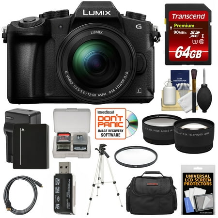 Panasonic Lumix DMC-G85 4K Wi-Fi Digital Camera + 12-60mm Lens with 64GB Card + Battery + Charger + Case + Tripod + Filter + Tele + Wide Lens