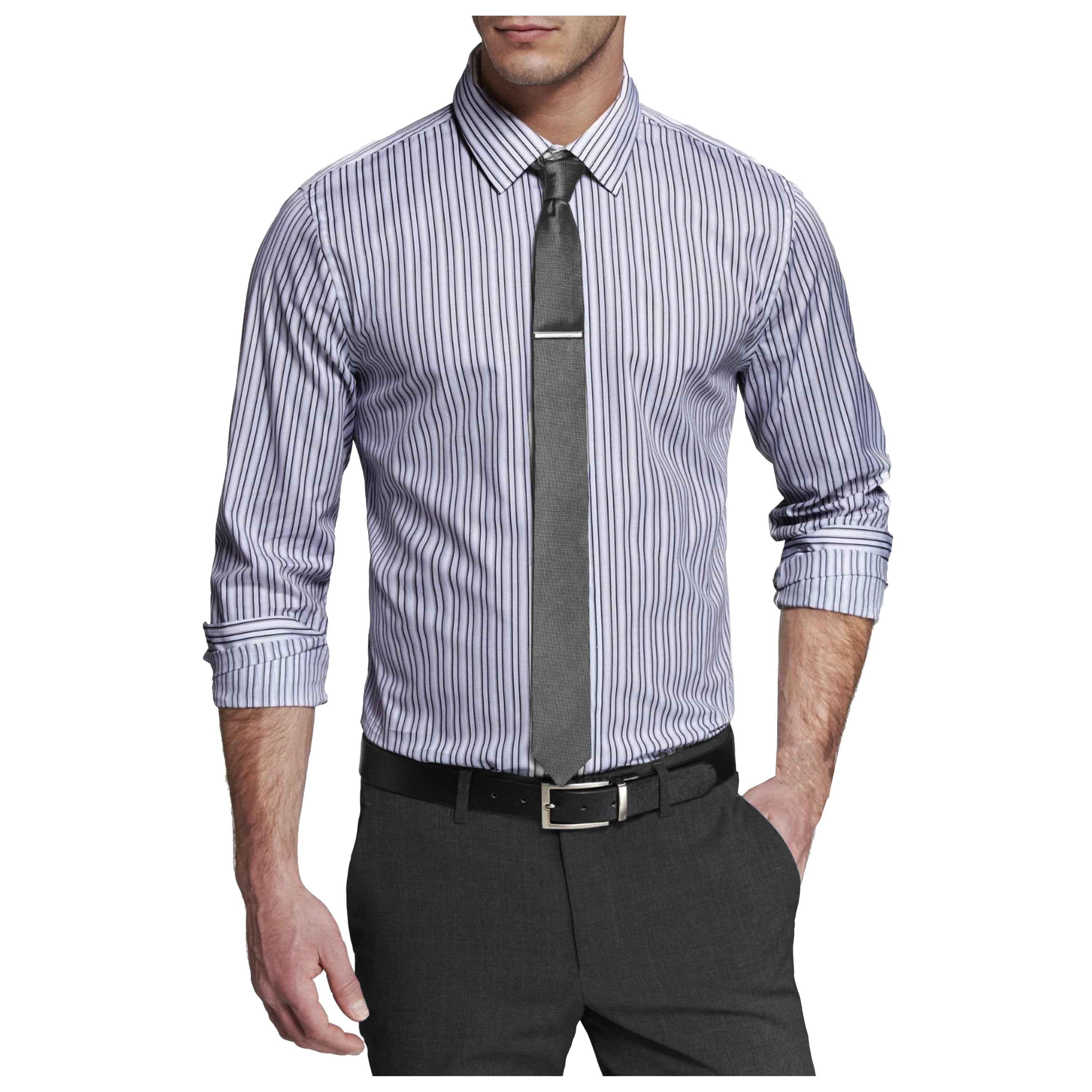 Mens Long Sleeve Slim Fit Pinstripe Dress Shirts - Walmart.com