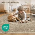 thumbnail image 4 of ODIKA 3'x5' Washable Accent Rug Pet Friendly, Non-Shedding Mat Quicksand Radiating Scrollwork Mirrored Print Pink Vintage Bedside for Nursery Room, 4 of 7