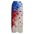thumbnail image 5 of America 250 Pants for Women 1776-2026 American Flag Print Wide Leg Pajama Bottoms Elastic High Waist Slit Baggy Casual Soft Lounge Pants, #01 Blue, L, 5 of 6