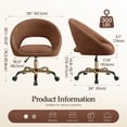 thumbnail image 2 of COOLHUT Chaise de Coiffeuse Moderne, Chaise de Bureau à Domicile Réglable Pivotante à 360°, avec Dossier et Roue, Chaises de Maquillage Mi-Dos avec Base Dorée, Chaise de Commode Chaise d'Ordinateur pour Chambre, Salon, Salle d'Ordinateur, 2 of 11