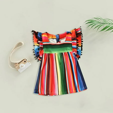 

PEASKJP Semi Formal Dresses for Girls Chidlren Girls Short Sleeve Princess Boho Ruffled Round Neck Pageant Dress Sundress Casual Dresses for Girls Red 5-6 Years