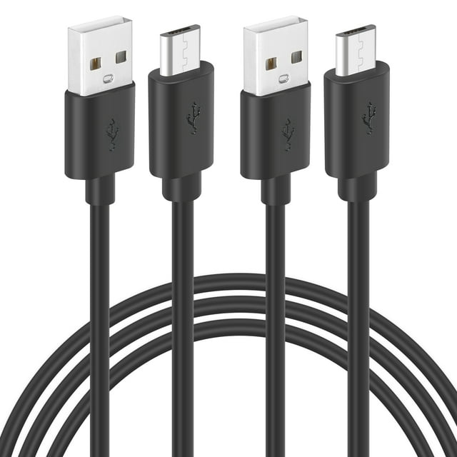 Uxcell Lot de 2 Rallonges d'Alimentation USB vers Micro USB de 9,8 Pi, Long Cordon de Chargement, Noir