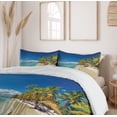 thumbnail image 6 of Ambesonne Island Duvet Cover Sets, Sunny Beach at Island Art, 2-Queen, Cobalt Blue and Multicolor, 6 of 7