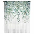 thumbnail image 2 of Teal Eucalyptus Leaves Sheer Curtains 96 Inches Long, Spring Floral Summer Botanical Light Filering Curtains, Privacy Drapes Simi Floor to Veiling Curtain for Living Room Large Window Treatment, 2 of 9