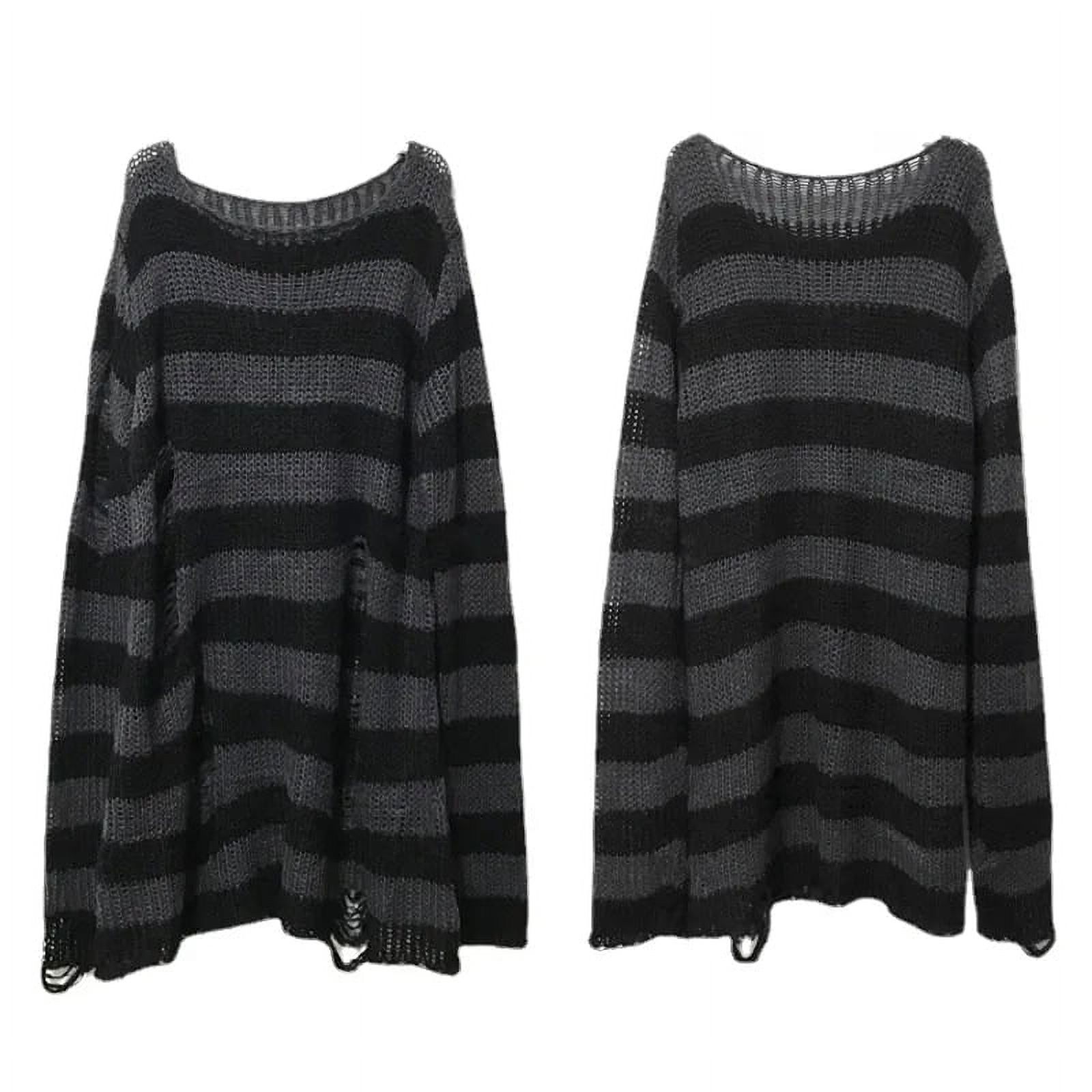 New Punk Gothic Long Unisex Sweater Summer Women Striped