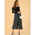 thumbnail image 4 of Unique Bargains Women's Floral Print Button Decor A-Line High Waist Slit Maxi Skirt, 4 of 6