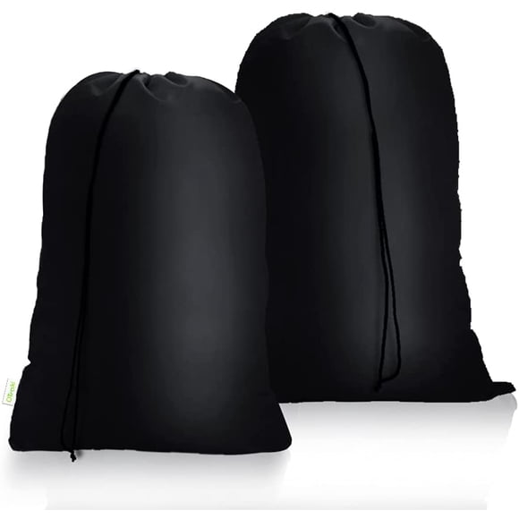 OTraki 2 Pack Laundry Bags, Travel Clothes Organizer Bags Dirty Clothes, Laundry Bag with Drawstring for Traveling, Fit a Laundry Hamper, Basket, Washable Cloth Organizer Bag, 24 x 32 inch Black