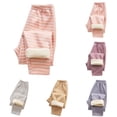 thumbnail image 2 of Liyamei Girls Lined Striped Leggings with Elastic Waist for Winter Warm Size 3-12 Years, 2 of 2
