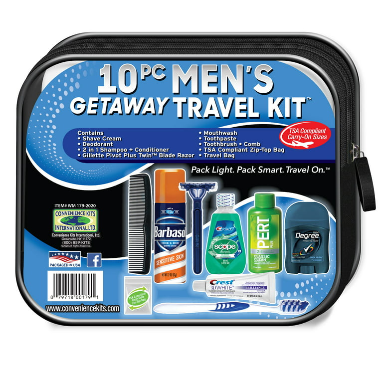 Man on the Go Men’s Get Away Travel Kit, 10 pc 