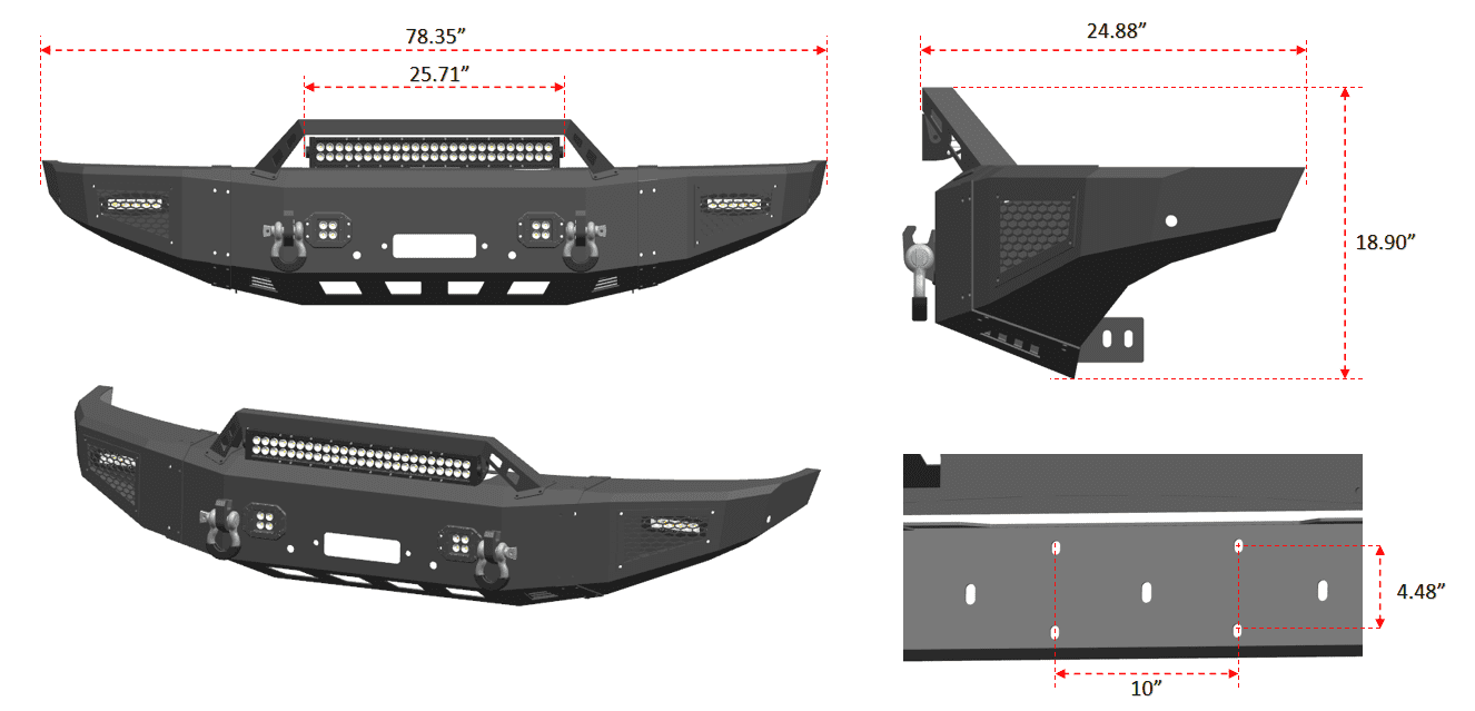 Vijay Compatible with 2017-2018-2019-2020-2021-2022 Ford F250/F350/F450 Front Bumper Textured Black Steel with Light and D-ring