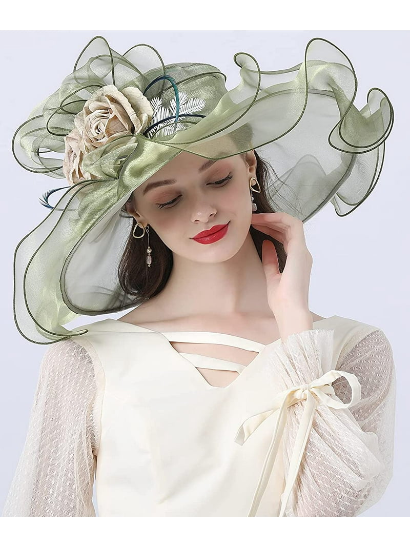 Women Sun Hat with Mesh Flower Decoration Wide Brim Hat  display picture 1