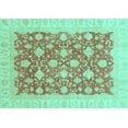 thumbnail image 1 of Ahgly Company Machine Washable Indoor Rectangle Oriental Turquoise Blue Modern Area Rugs, 3' x 5', 1 of 4