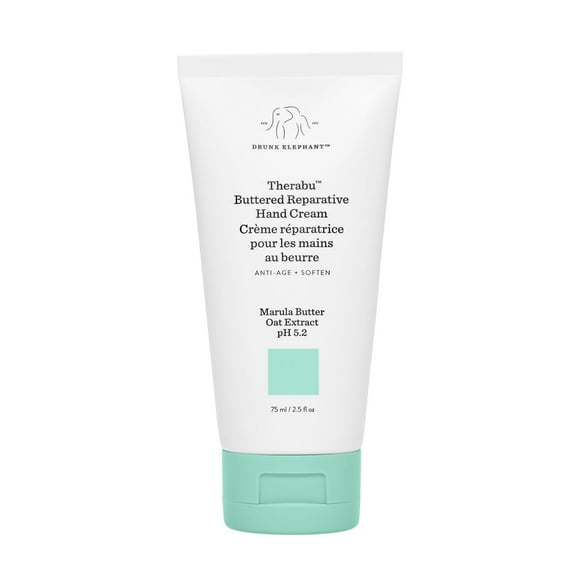 Drunk Elephant Therabu Buttered Reparative Hand Cream - Nourishing 24-Hour Moisture - Clean Clinical Skincare - 75 ml/2.5 fl oz - Cruelty-Free - Dermatologist-Tested - Free of Essential Oils