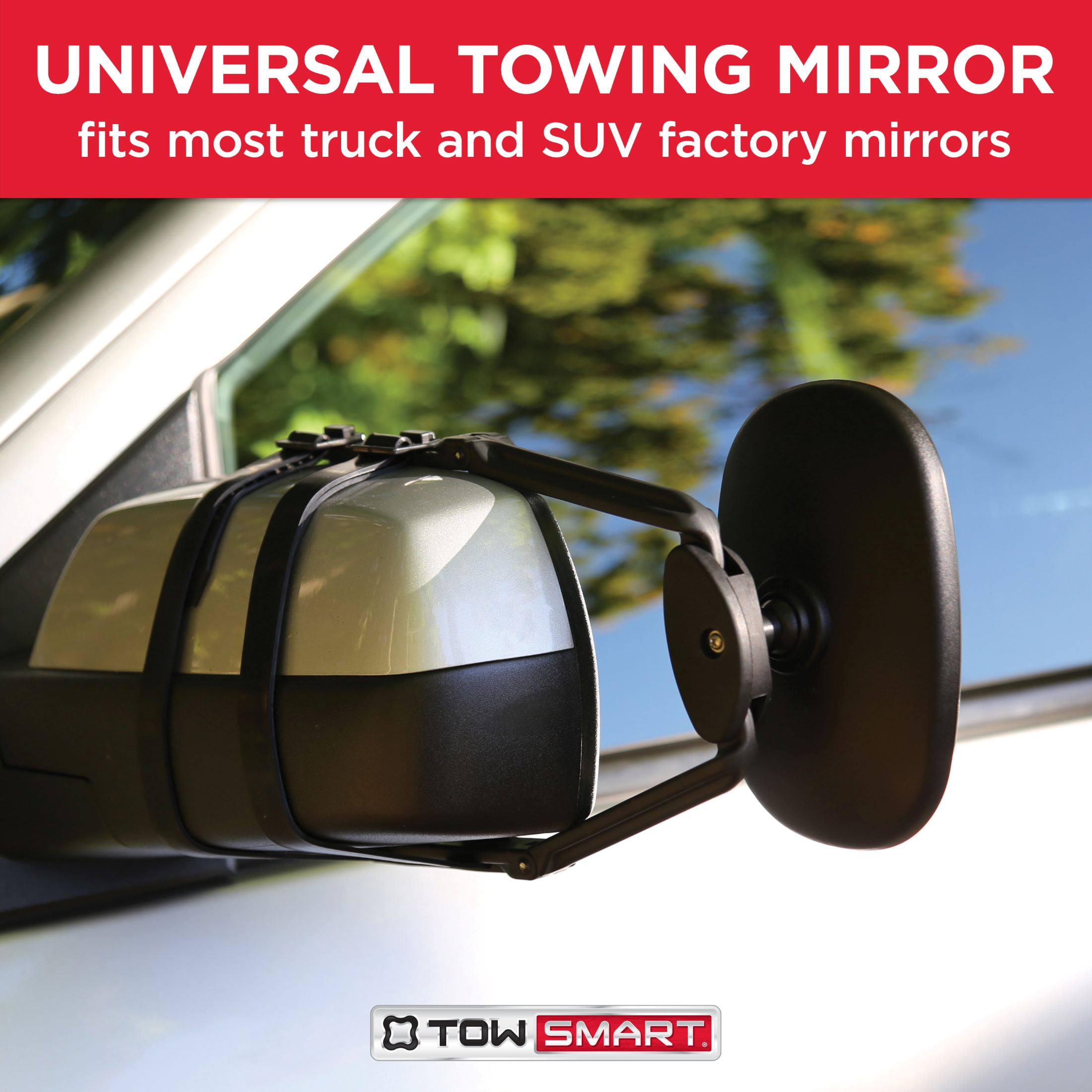 TowSmart 7283 Heavy Duty Clip-on Adjustable Towing Mirror, Black
