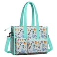 thumbnail image 2 of Teacher Tote Bag,Colorful Dinosaurs Eggs Palms Pattern Teacher Utility Tote Bag,Large Work Tote Bags for Women with Multiple Pockets,Top Zipper Closure,13.8x10.6x6.7 Inch, 2 of 5