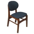 thumbnail image 2 of Ouuuhlala Lily Dark Blue Rubber Wood Fabric Dining Chair with Brown Leg (Set of 2), 2 of 7