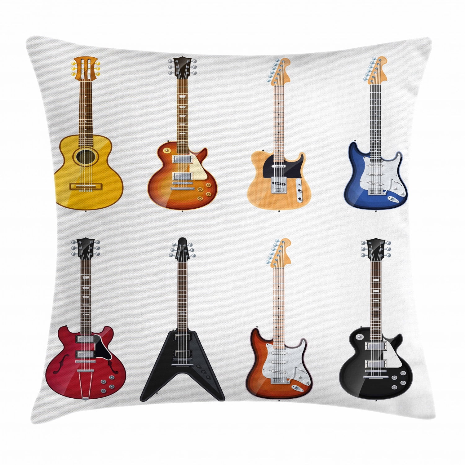 Guitar Throw Pillow Cushion Cover, A Wide Variety of String Instruments