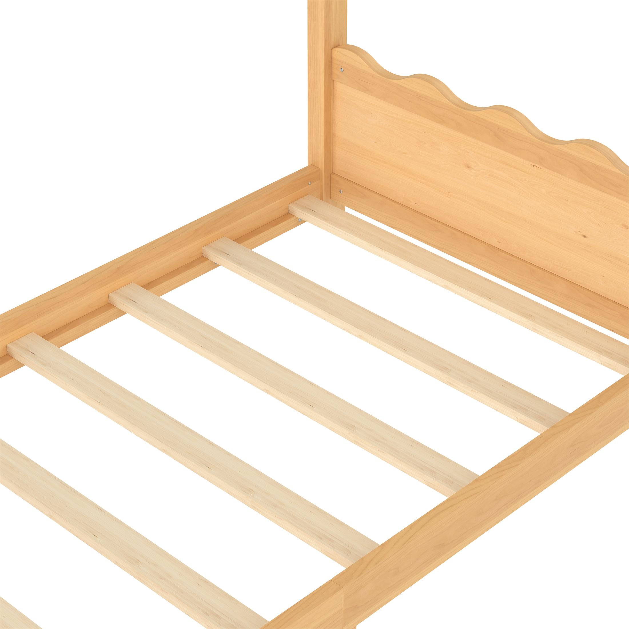 ENYOPRO House Bed with Fence,Solid Wood House Bed,Floor Bed Frame,Twin Canopy Bed for Bedroom, Twin House Floor Bed with Support Slats(Natural)