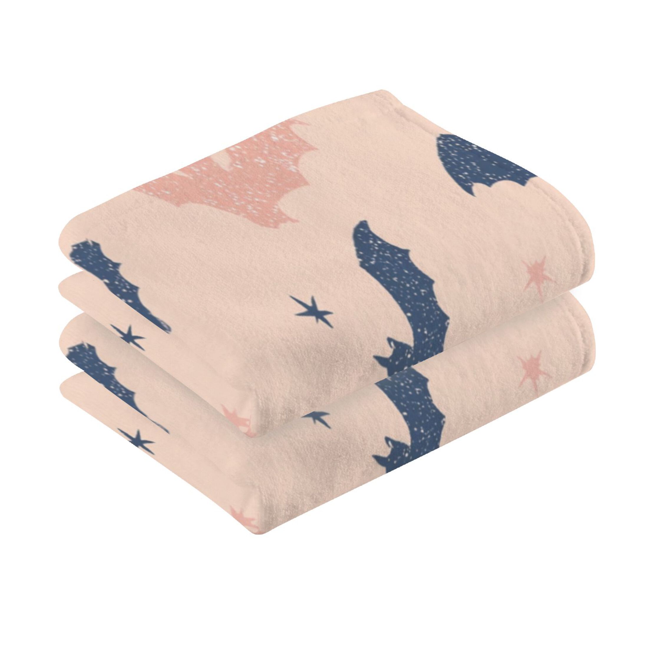 2 Pieces of Cotton Towel Face Towel Set Hand Towel Bath Towel Cotton Bath Towel Sets Cartoon Black Bats