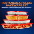 thumbnail image 3 of NutriChef 4 Sets Glass Bakeware - High Borosilicate Rectangular Glass Baking Dish W/ Red PE Lids, 3 of 7