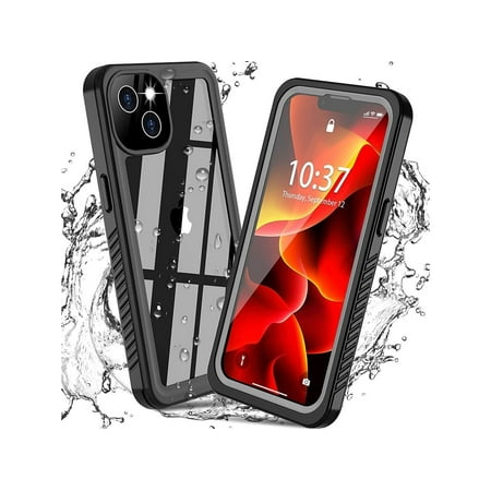 for iPhone 13 Mini Case Waterproof for IP68 Underwater Full Body Protective Cover with Built in Screen Protector Only for iPhone 13 Mini 5G Case Clear Black 5.4 inch