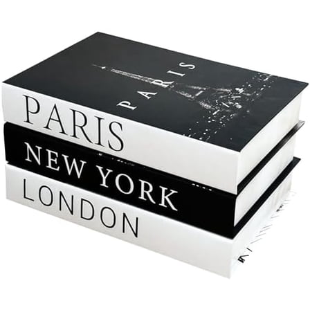 Decorative Books for Home Decor, Set of 3 Stylish Fake Books for Decoration with Wood Bead Tassels, Aesthetic Book Decor for Coffee Table, Living Room, Shelf