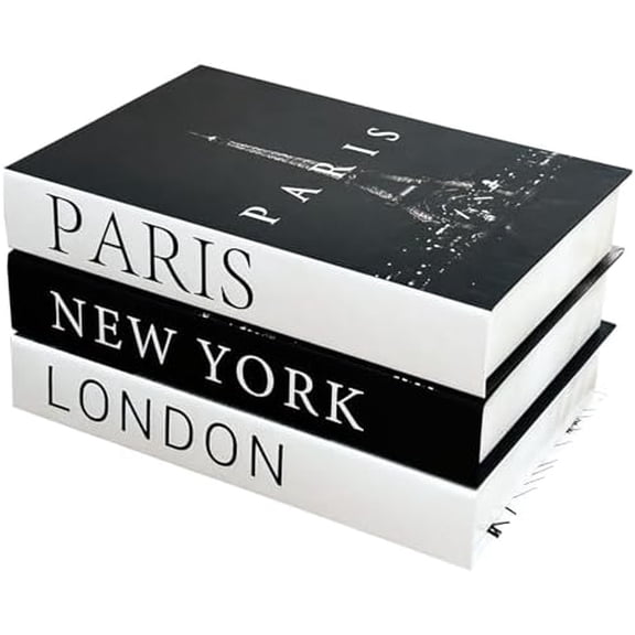 Decorative Books for Home Decor, Set of 3 Stylish Fake Books for Decoration with Wood Bead Tassels, Aesthetic Book Decor for Coffee Table, Living Room, Shelf