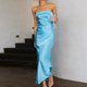 thumbnail image 5 of Vestido Vestido palabra de honor sin espalda con aberturas de satén Cgtredaw para Mujer Azul T XL, 5 of 7