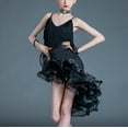 thumbnail image 4 of YM YOUMU Kids Girl Tassel Ruffle Latin Tango Dress Irregular Mesh Fringe Competition Dancewear, 4 of 4