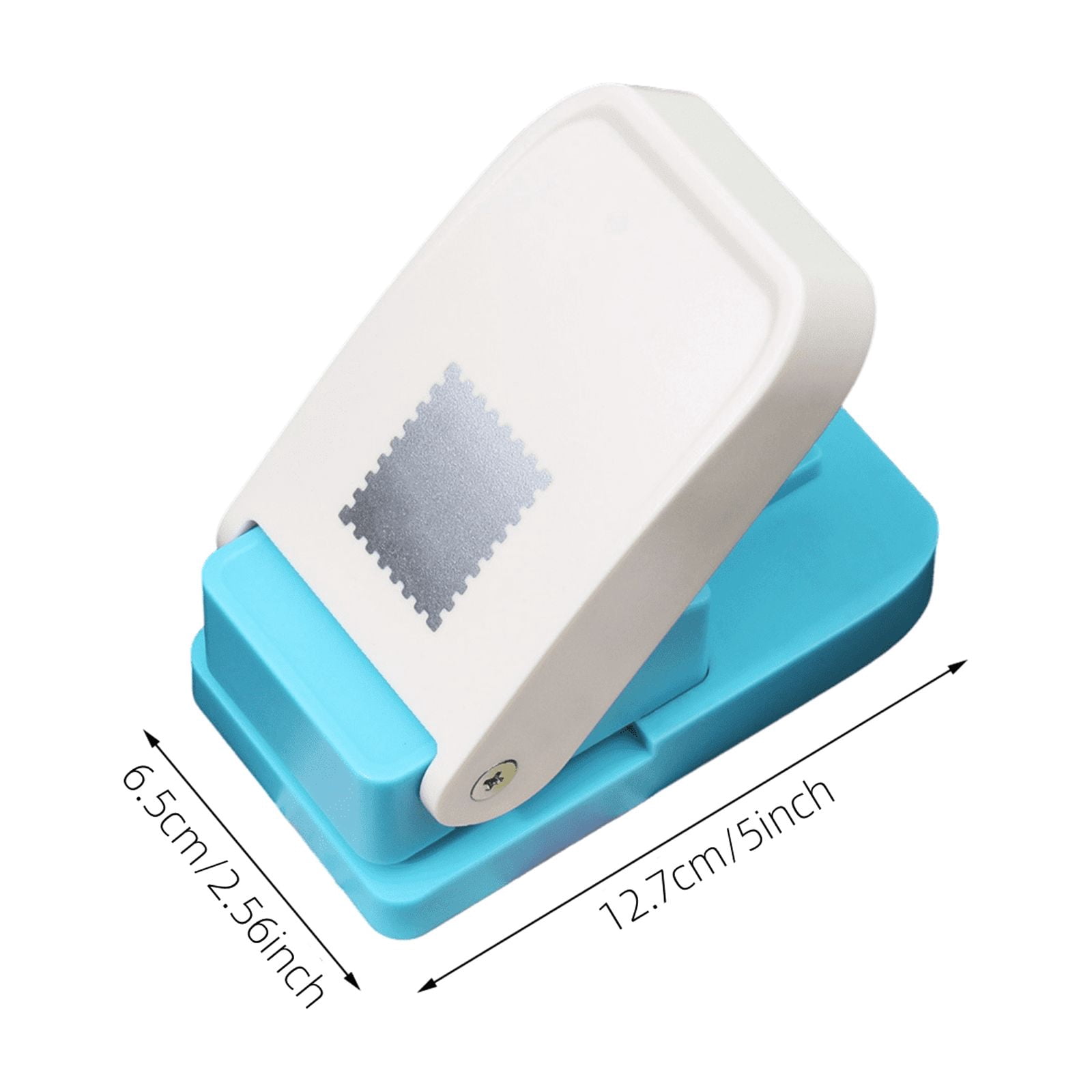 Haiamaoyi 3.2*3.8cm Stamps Paper Punch Rectangular Postage Stamps Shape Craft Hole Punches Portable Lever Action Craft Punch Scalloped Edge Rectangle Handmade Hole Puncher