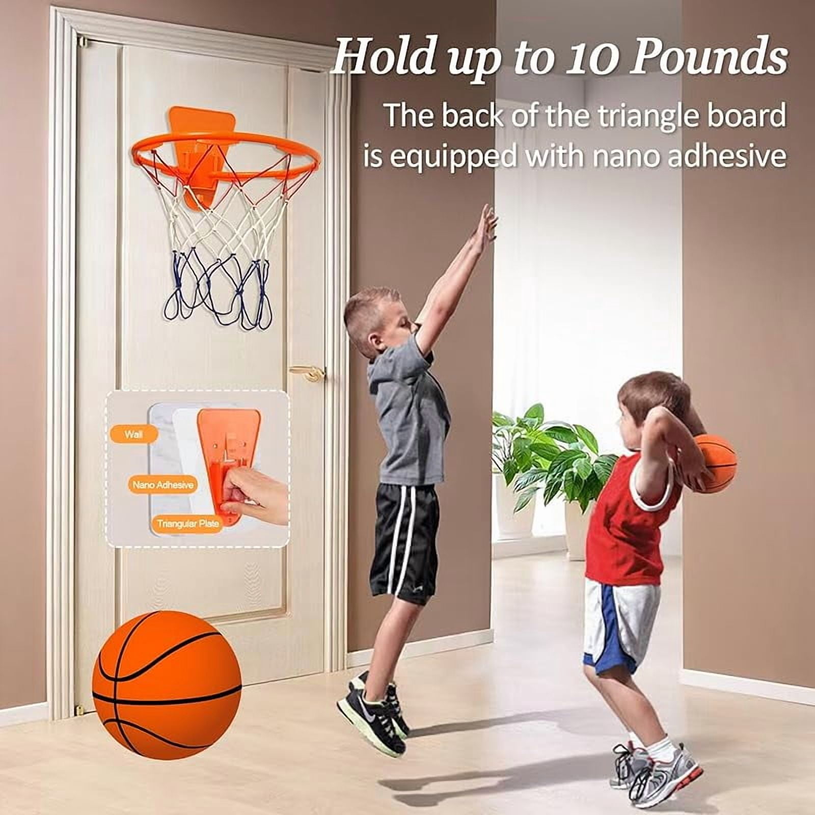 Silent Basketball and Hoop Set, Indoor Silent Basketball, 2025 Upgrade Quiet Foam Indoor Training Ball with Wall Mount Hoop, No Noise with Foldable Hoop, Ball Frame for Kids Teens Adult (No.5/11.8in)