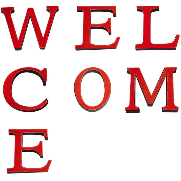 Welcome Sign Letters Acrylic Decorative 3D Mirror Wall Stickers for Living Room Bedroom Kitchen Wall Decoration (Red) DIY Red