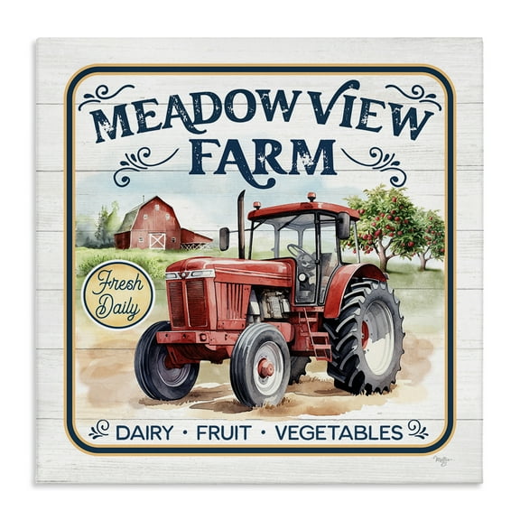 Stupell Industries Meadowview Farm Tractor Transportation Painting Gallery Wrapped Canvas Art Print Wall Art, 17 x 17