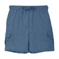 thumbnail image 3 of LLYwey Boys Cargo Shorts, Kids Drawstring Elastic Waist Wide Leg Shorts, Girls’ Summer Casual Loose Solid Color Travel Beach Short Pants with Pockets, New-Md77, Blue, 7T, 3 of 6