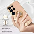 thumbnail image 3 of ELEHOLD for Samsung Galaxy S24 Ultra Slim Case Electroplating Frame Design All-inclusive Lens Protection Metal Ring Holder Stand Function Shockproof Lightweight Case for Galaxy S24 Ultra - Pink, 3 of 7