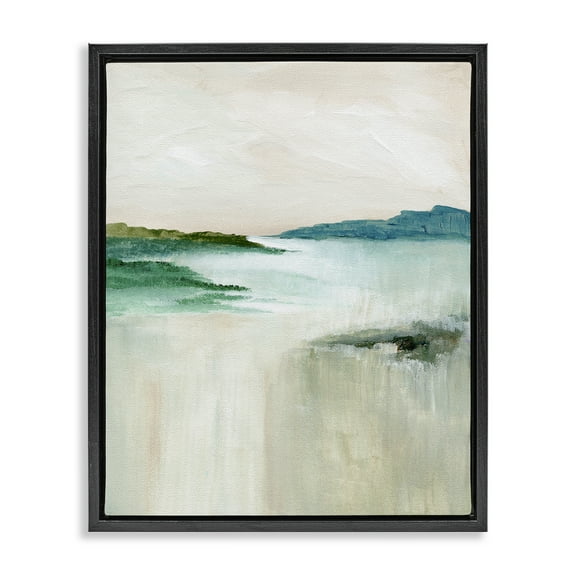 Stupell Industries Blue Tone Misty Landscape Landscape & Nature Painting Black Floater Framed Canvas Art Print Wall Art, 17 x 21