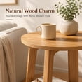 thumbnail image 6 of Atilioo 2-Tier Round End Table, Small Side Table with Lower Storage Shelf, Solid Wood Legs for Sofa, Living Room, Bedroom, Natural Wood, 6 of 9