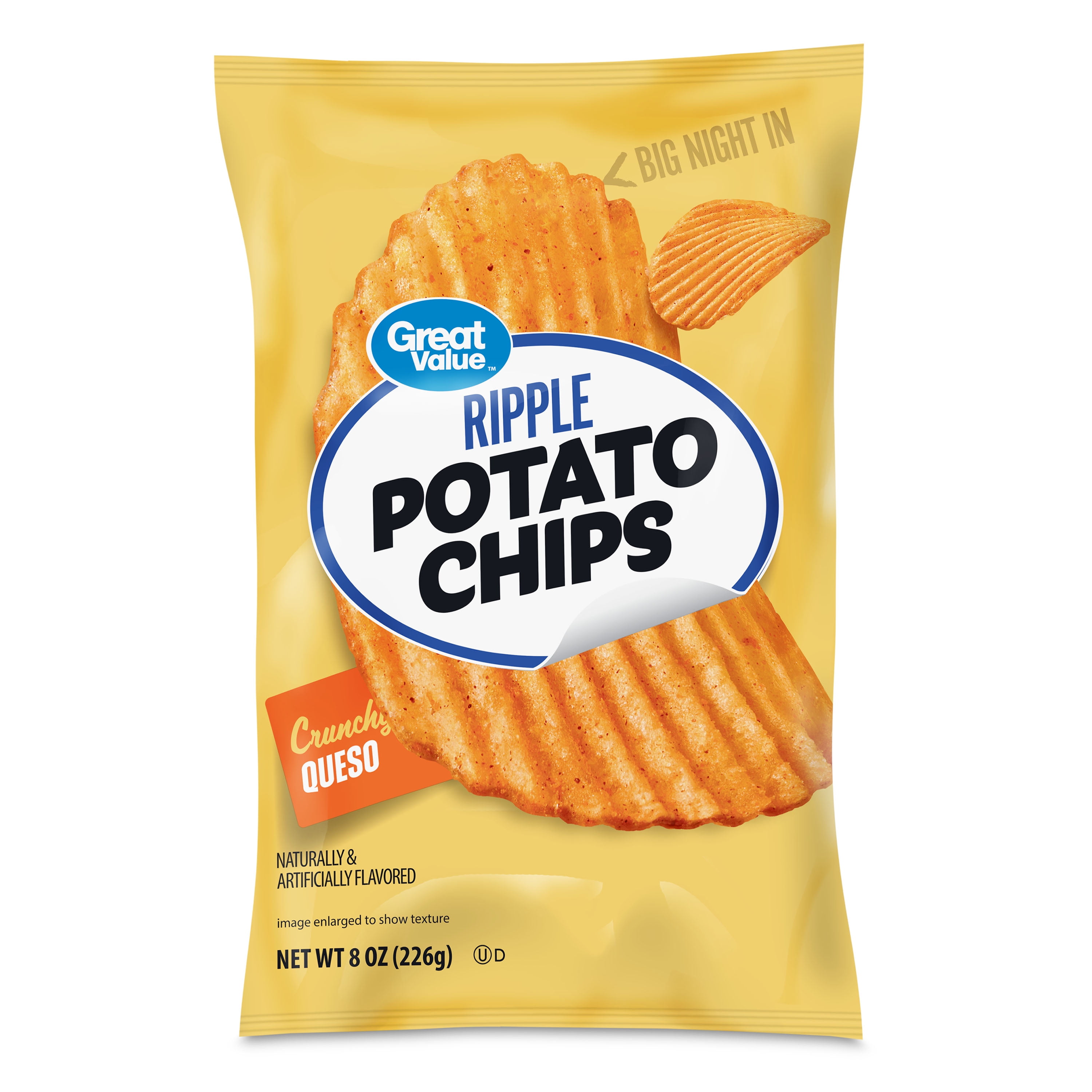 Great Value Queso Rippled Potato Chips, 8 oz