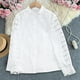 thumbnail image 2 of Top para mujer,Camisa de encaje para mujer, elegante blusa de cuello redondo, manga larga abotonada, mezcla de poliéster, ropa informal, sopatenor, 2 of 9