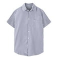 thumbnail image 6 of Leesechin Men's Casual Long Short Sleeve Button-Down Shirts Striped Cotton Dress Shirt with Pocket, 6 of 6