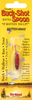 Northland Tackle Buck Shot Rattle Spoon, Freshwater, Super-Glo Redfish