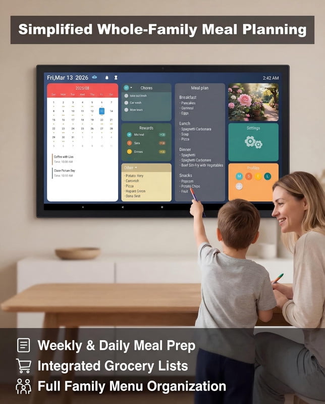 WETS 32-inch Wall Planner Digital Calendar & Chore Chart, Smart Touchscreen Interactive Display for Family Schedules – Wall Mount Included, Great for Organizing Your 2026 Calendar