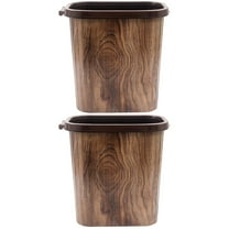DINHEAROM Home Garbage Bin Antique Wood Grain Surface For Kitchen 2Pcs 12.2x11.8x8.7in