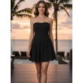thumbnail image 5 of Young Women's Strapless Tube Mini Dress, Smocked A-Line Bubble Hem Short Dress, Y2K Girly Party Date Vacation Outfit for Women, 5 of 9