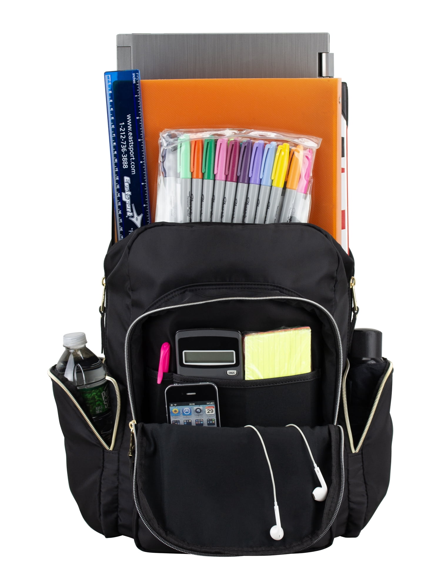 Eastsport Unisex Lauren 2.0 Backpack, Black/Gold